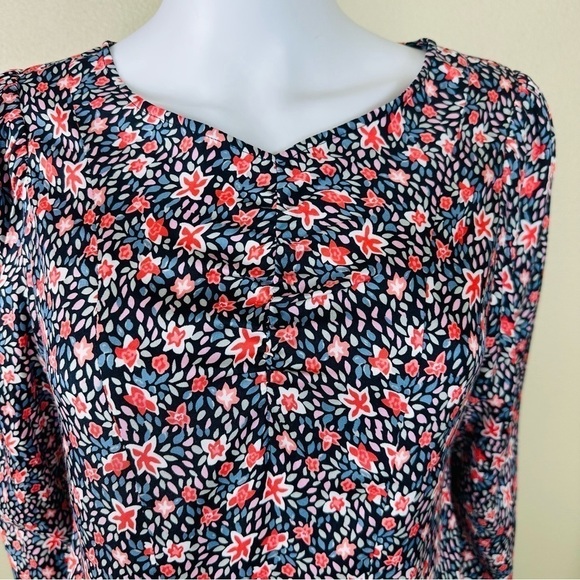 Rebecca Taylor Blouse Sz 6 Floral V Neck 3/4 Sleeves Silk Blend - Picture 3 of 11